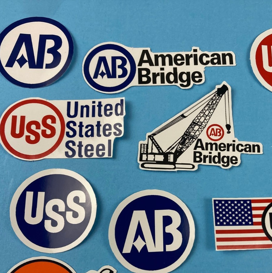 Hardhat Stickers American Bridge United States Steel AB USS Manitowoc Crane