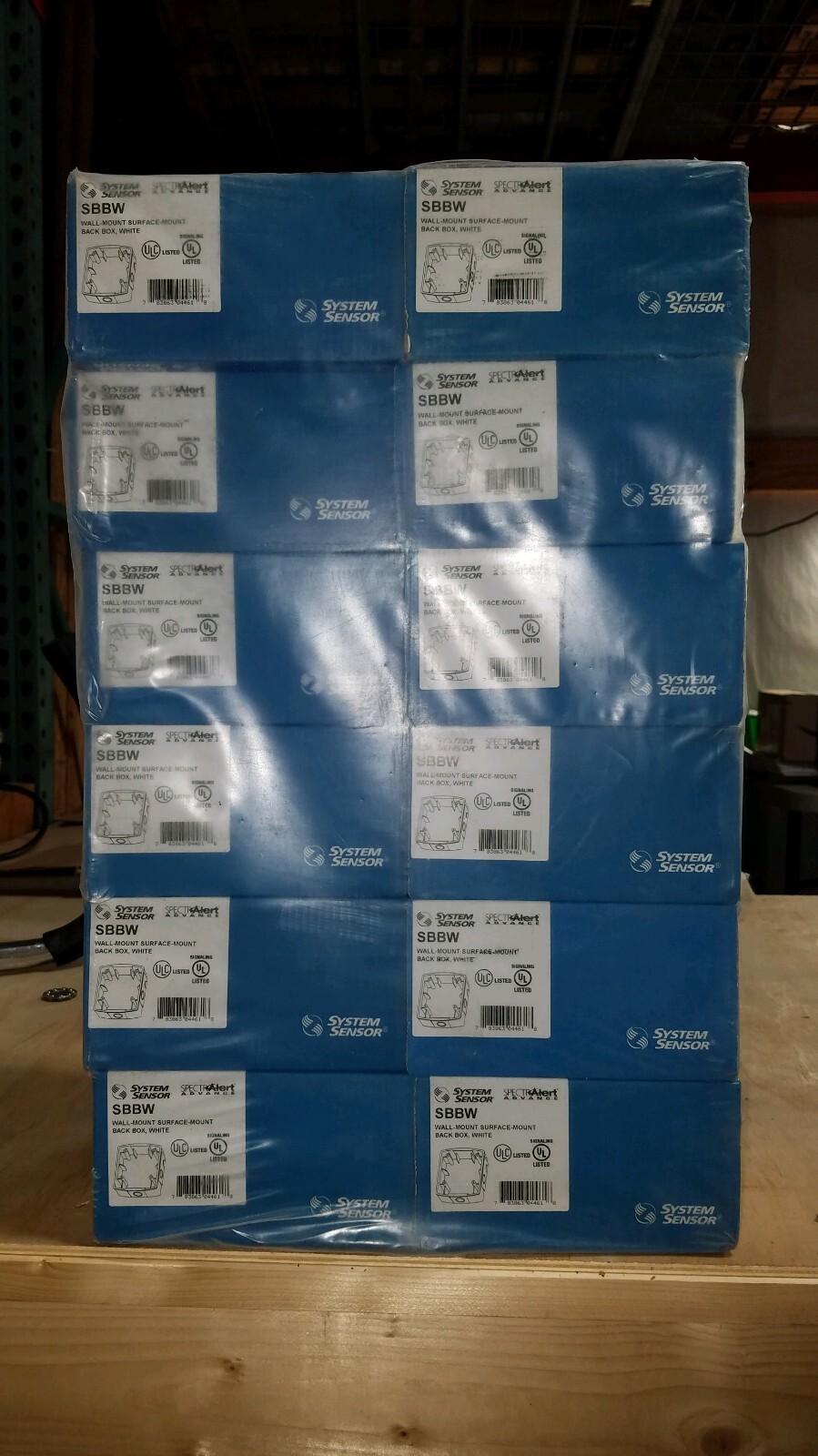 SYSTEM SENSOR WHITE WALL / SURFACE MOUNT BACK BOX SBBW, 5 KNOCKOUTS, NIB