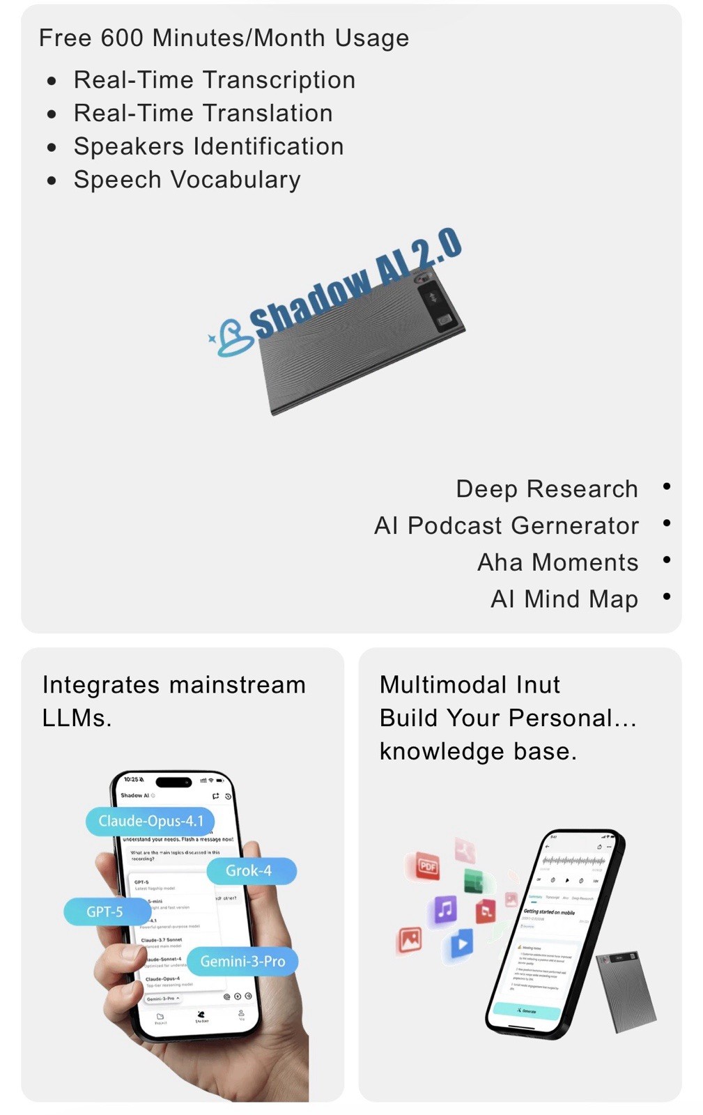 Mobvoi TicNote AI Voice Recorder 64GB AI Transcription Translation MagSafe