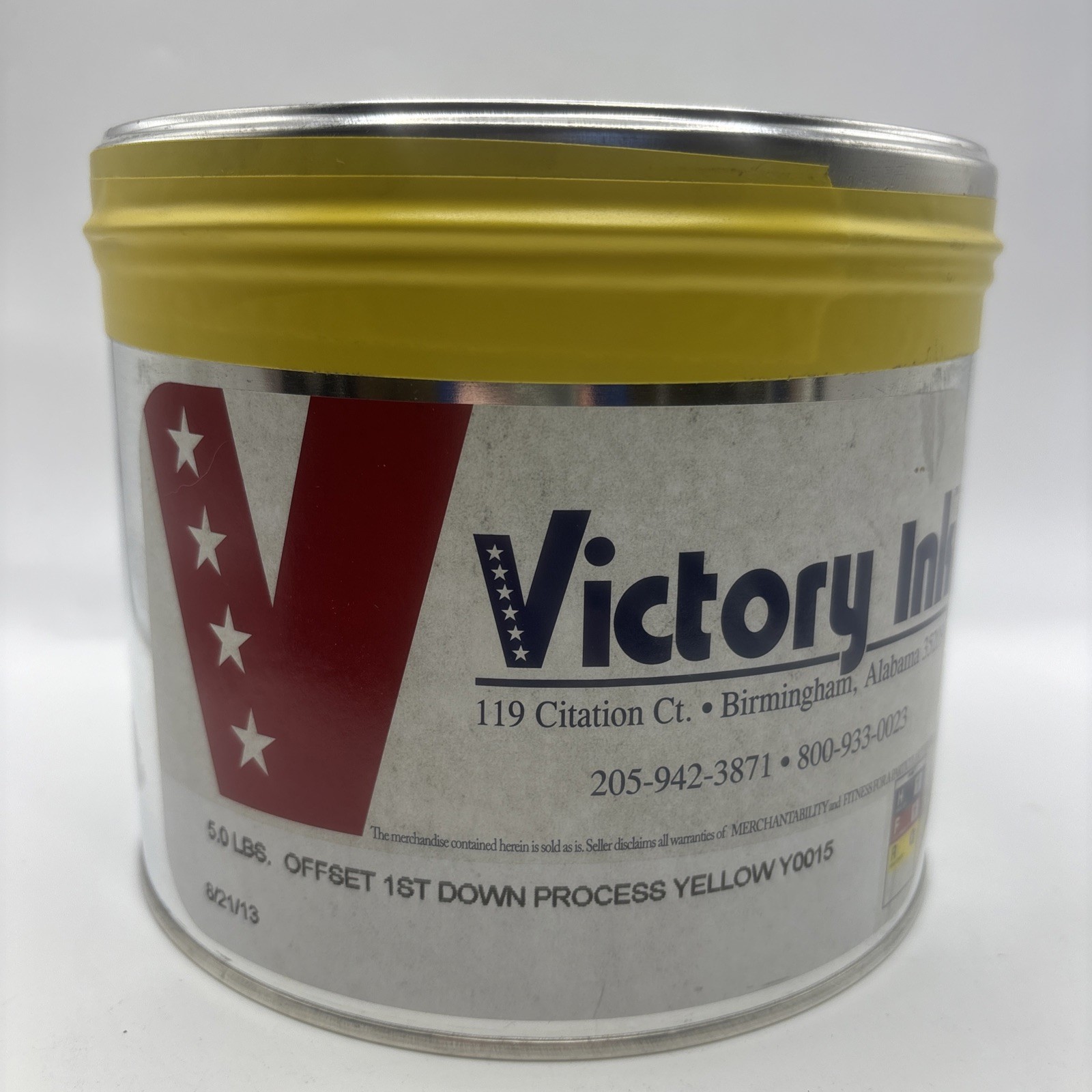 Victory Ink- Offset Pantone Printing Ink «YELLOW Y0015»- 5.20 lb. can «Oil Base»