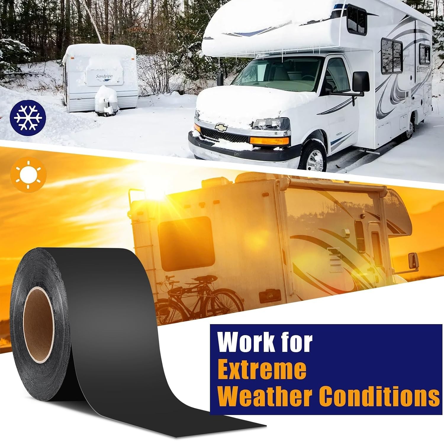 Butyl Sealant Tape 4″ x 50′ Black, Waterproof RV Roof Tape, UV & Weatherproof