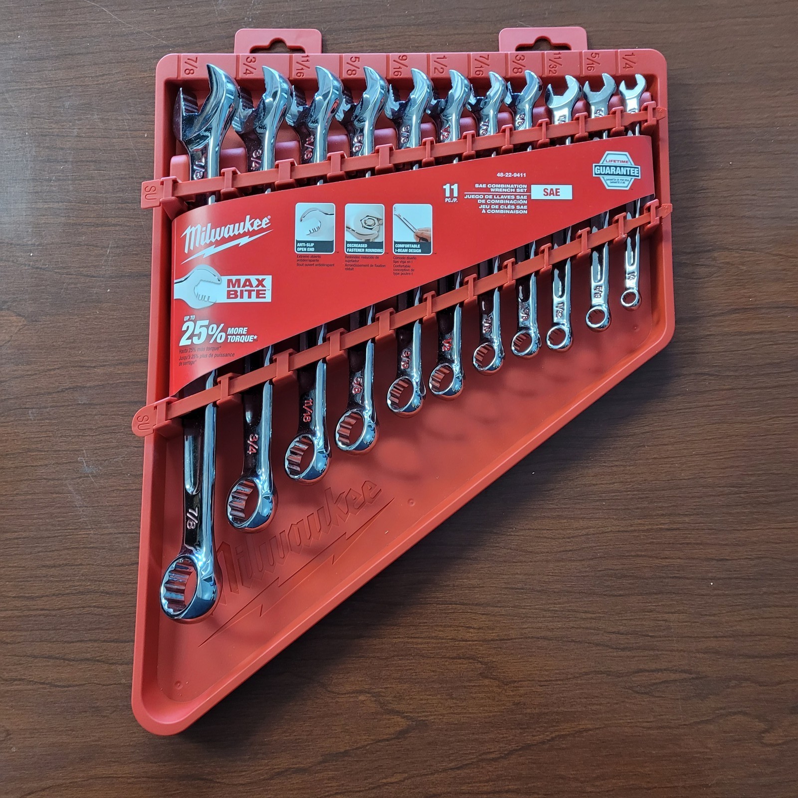 Milwaukee 48-22-9411 11-Piece SAE Combination Wrench Set MAX BITE Lifetime