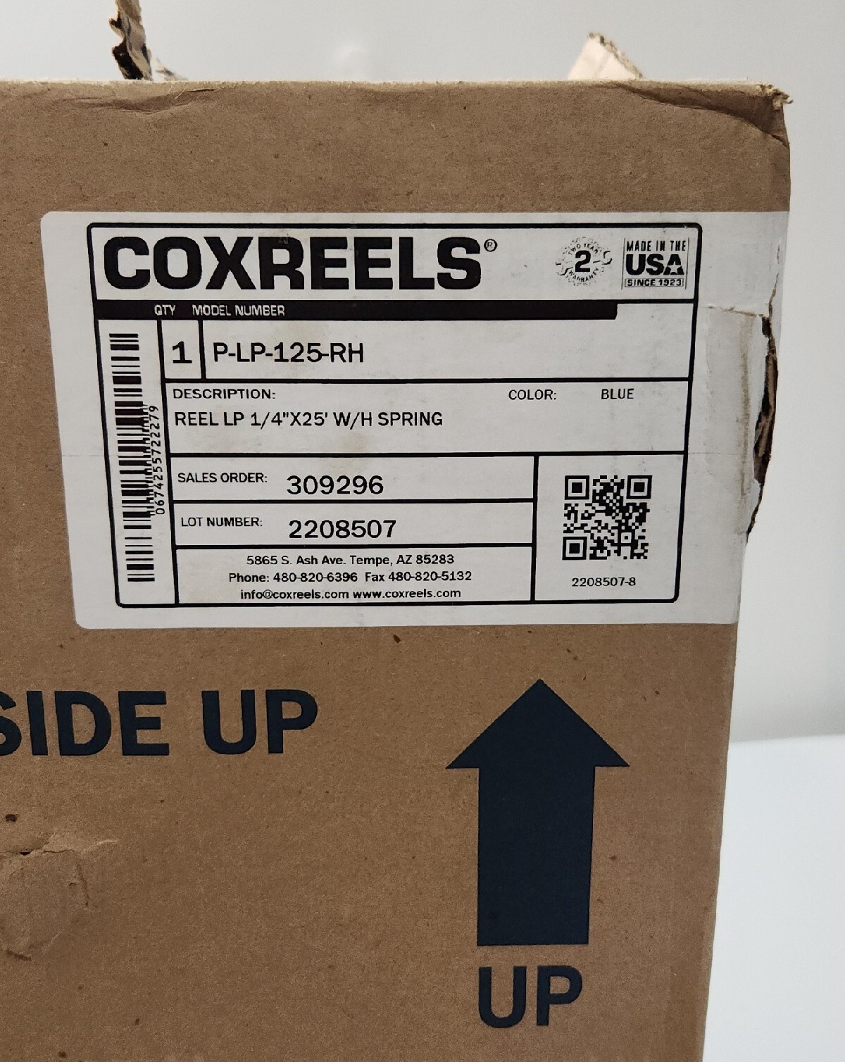 *NEW* Coxreels 1/4″ x 25ft Spring Driven Hose Reel P-LP-125-RH w/ Hose +Warranty