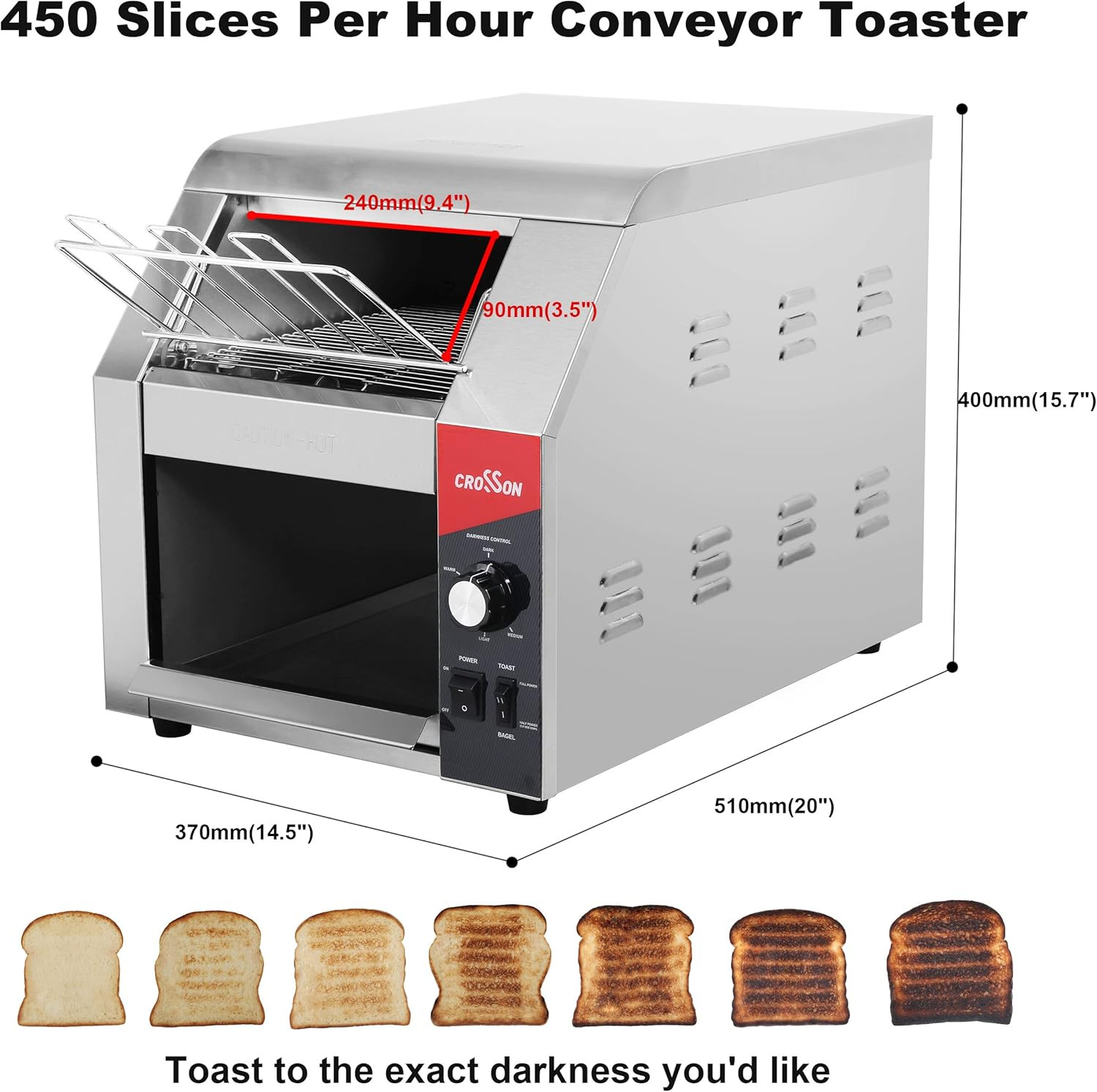 High-Speed ETL Listed Conveyor Toaster for Cafes & Restaurants, 450 Pcs/Hr