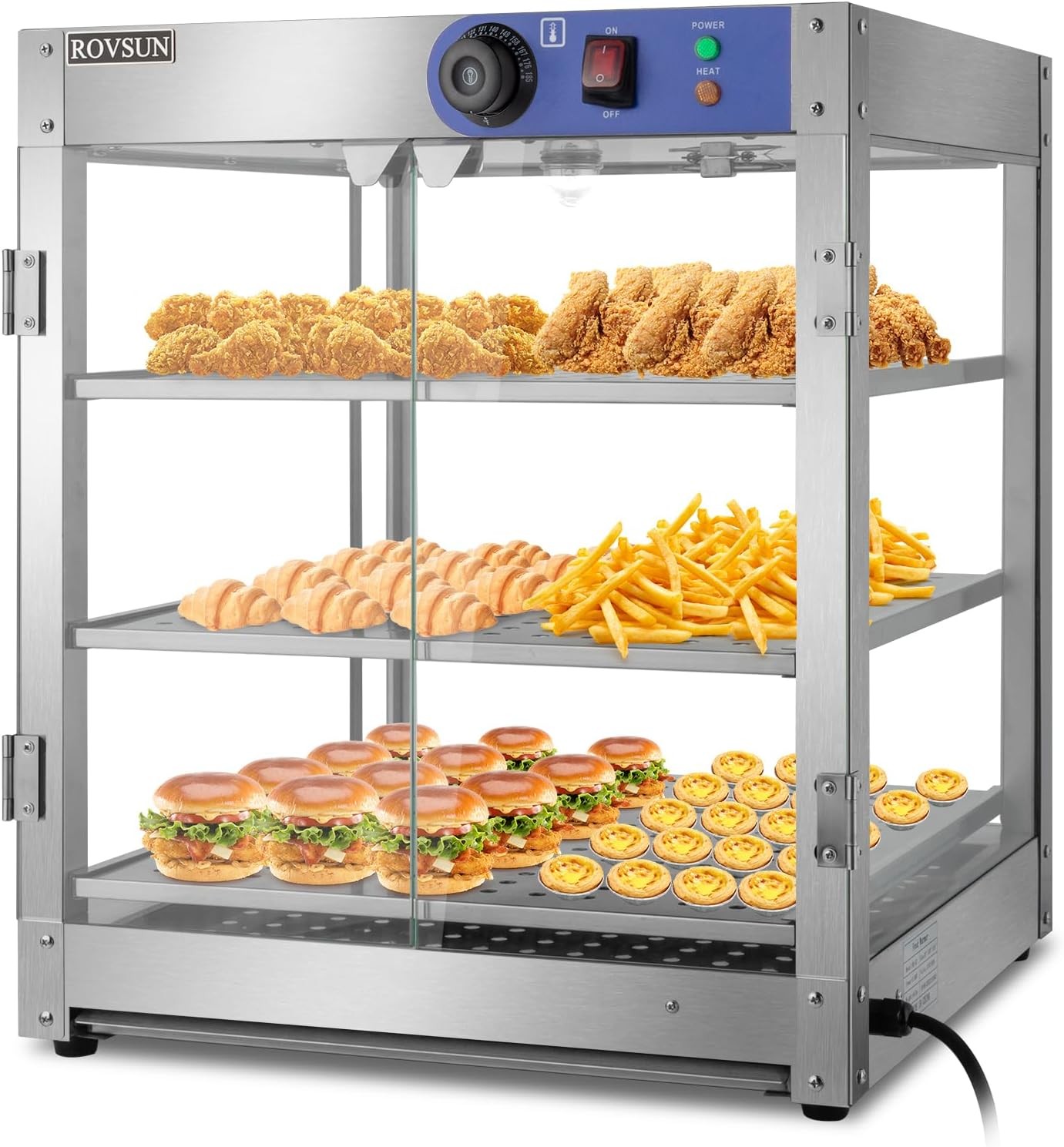 3-Tier Food Warmer Countertop,Commercial Warm for Food Pizza Warmer Display Case