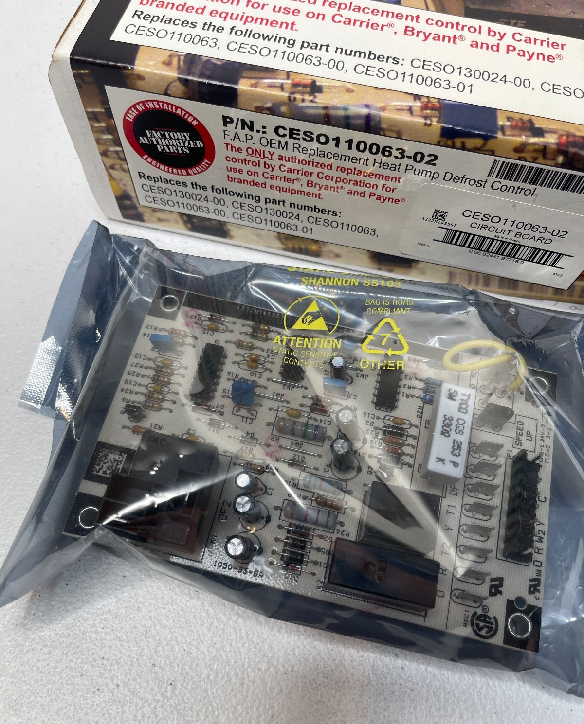 Carrier Bryant CESO110063-02 Heat Pump Defrost Control Board