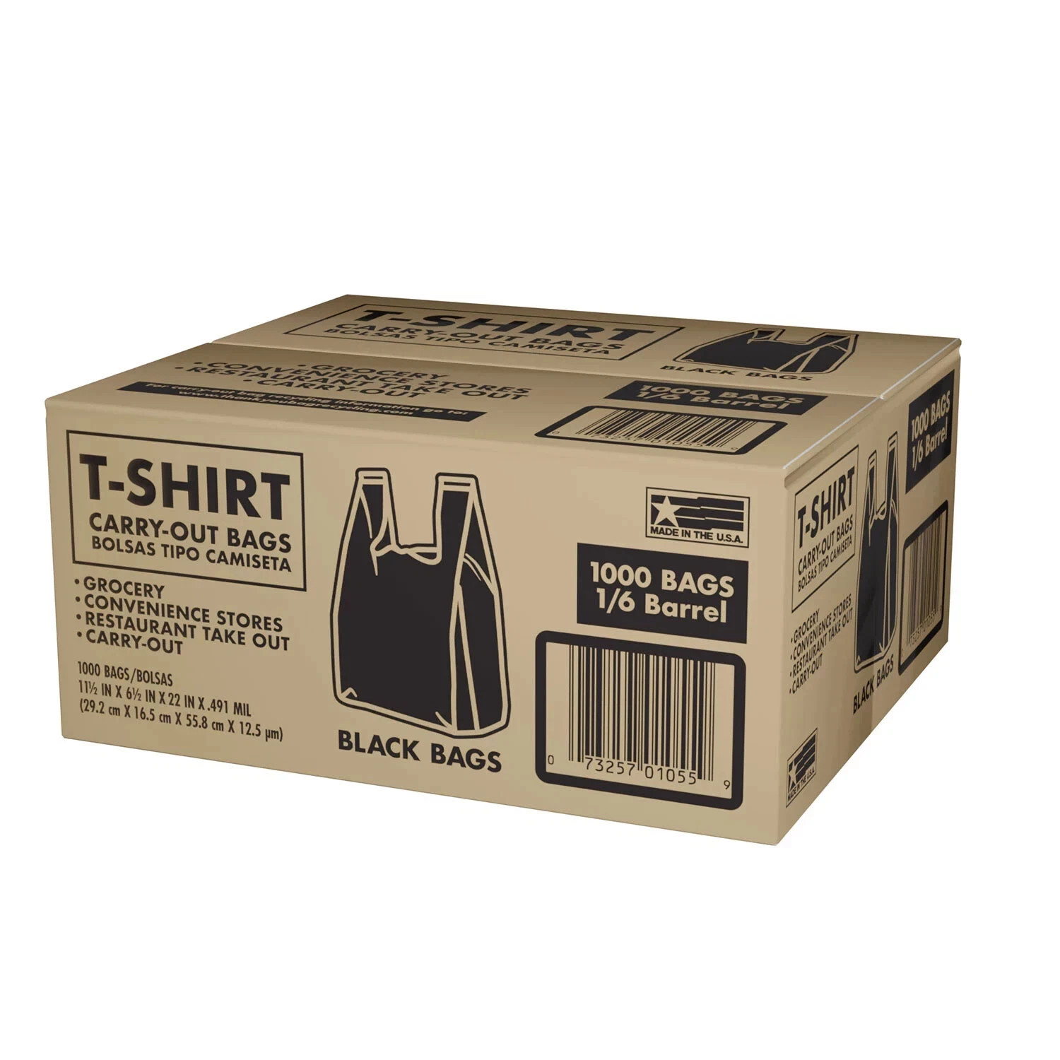 Black T-Shirt Carryout Bags, 11.5″ x 6.5″ x 22″ (1,000 ct.) free shipping