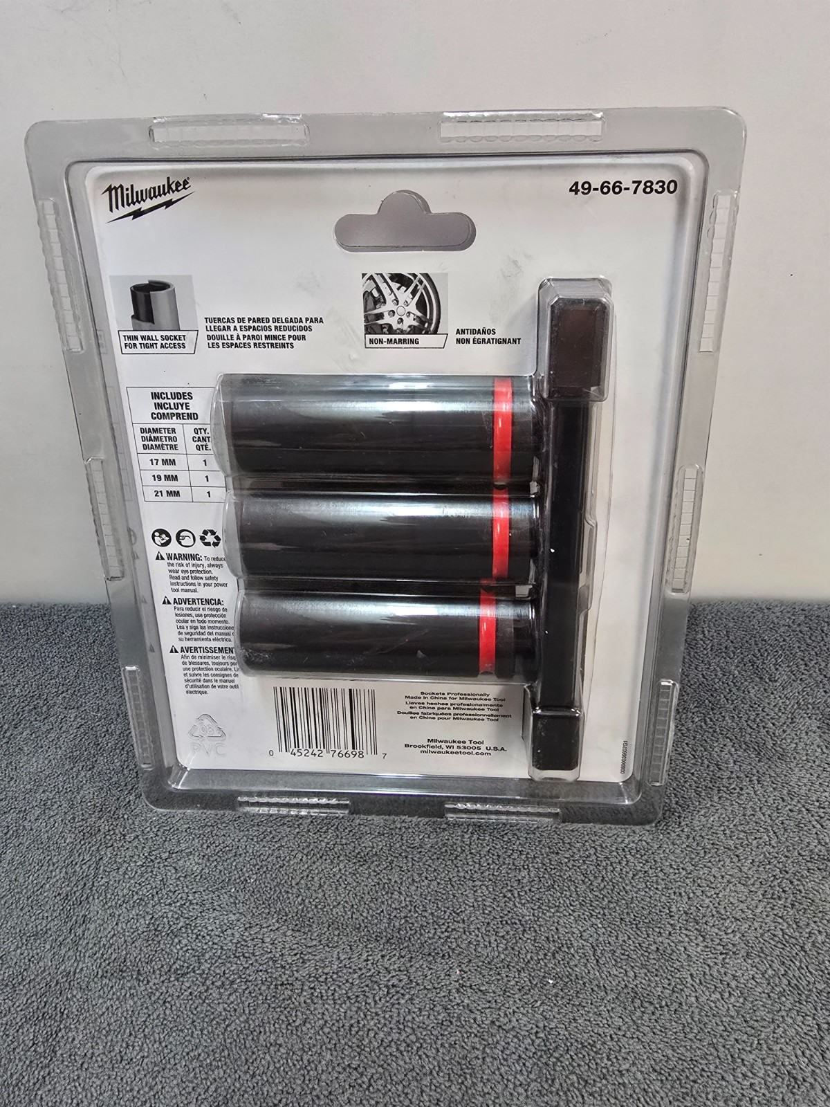 Milwaukee 3 PC 1/2″ Metric Lug Nut Socket Set SHOCKWAVE Impact Duty 49-66-7830