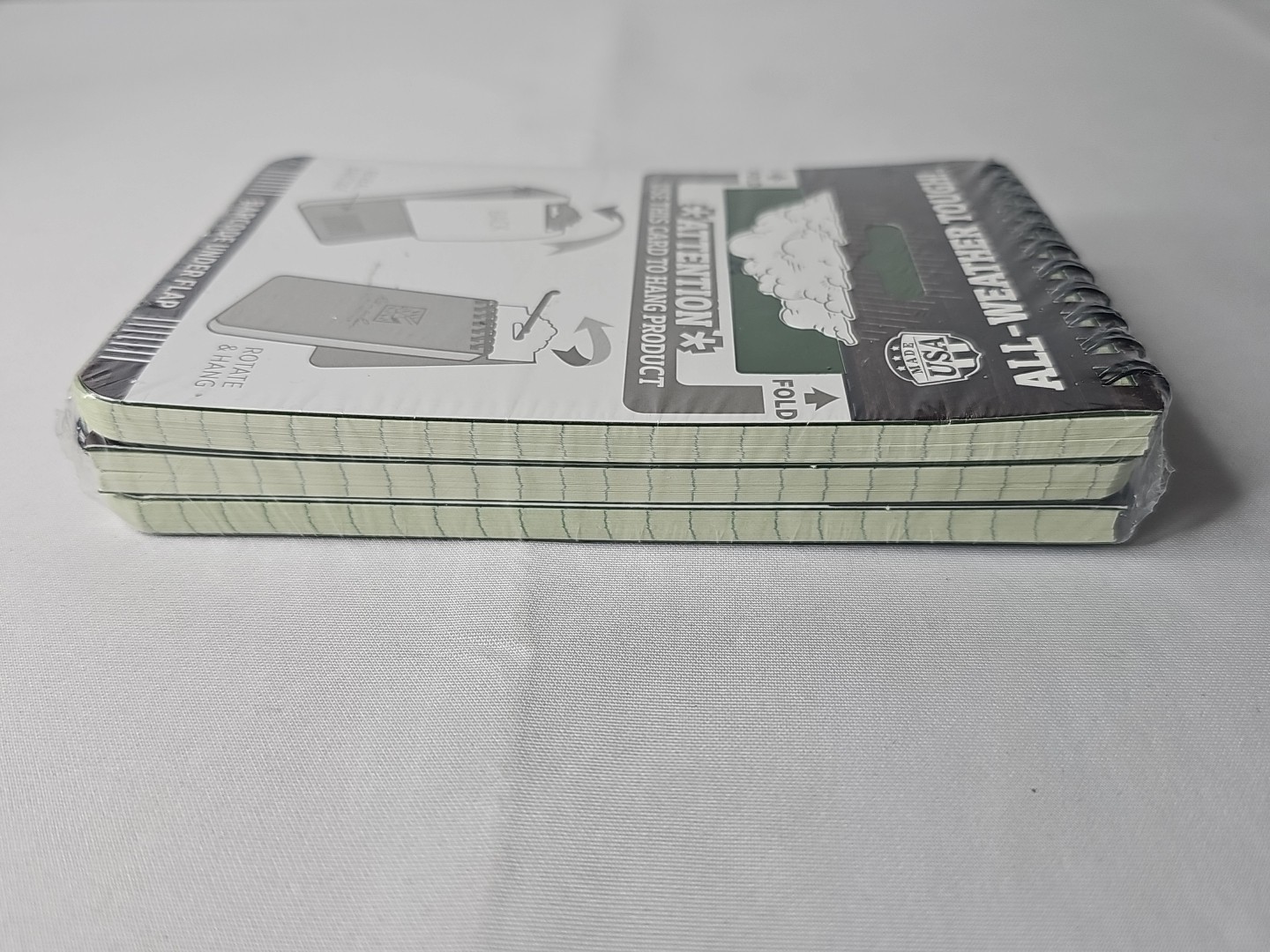 Rite in the Rain Top Spiral Notebook 3″ x 5″ Green Polydura All Weather 3 Pack
