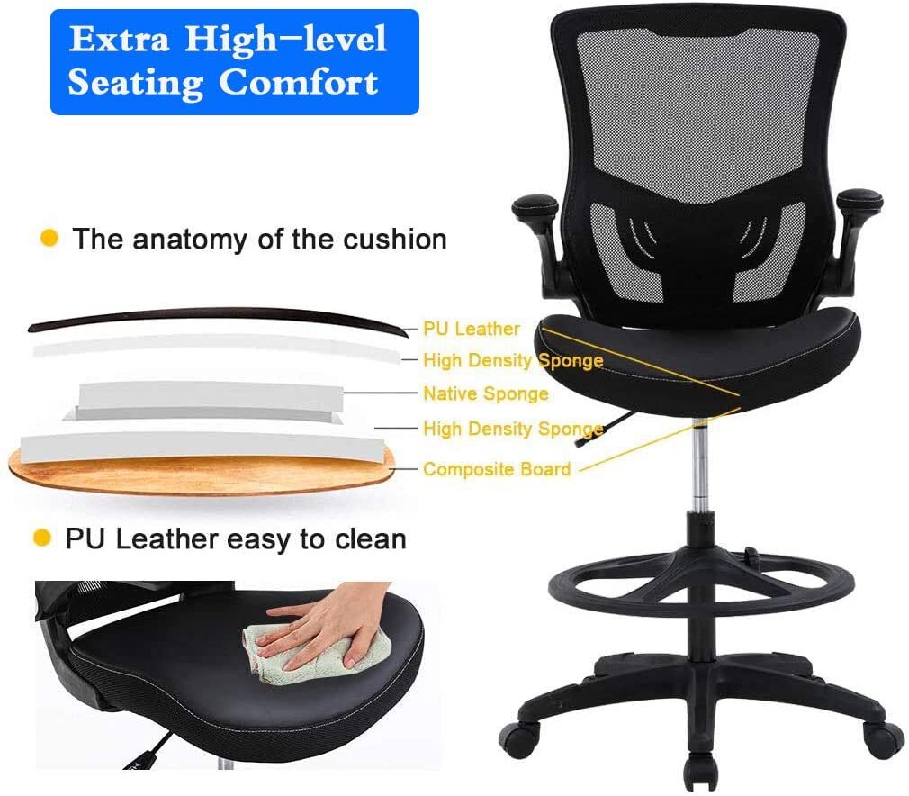 Tall Adjustable Office Chair Drafting Chair for Standing Desk Drafting Stool