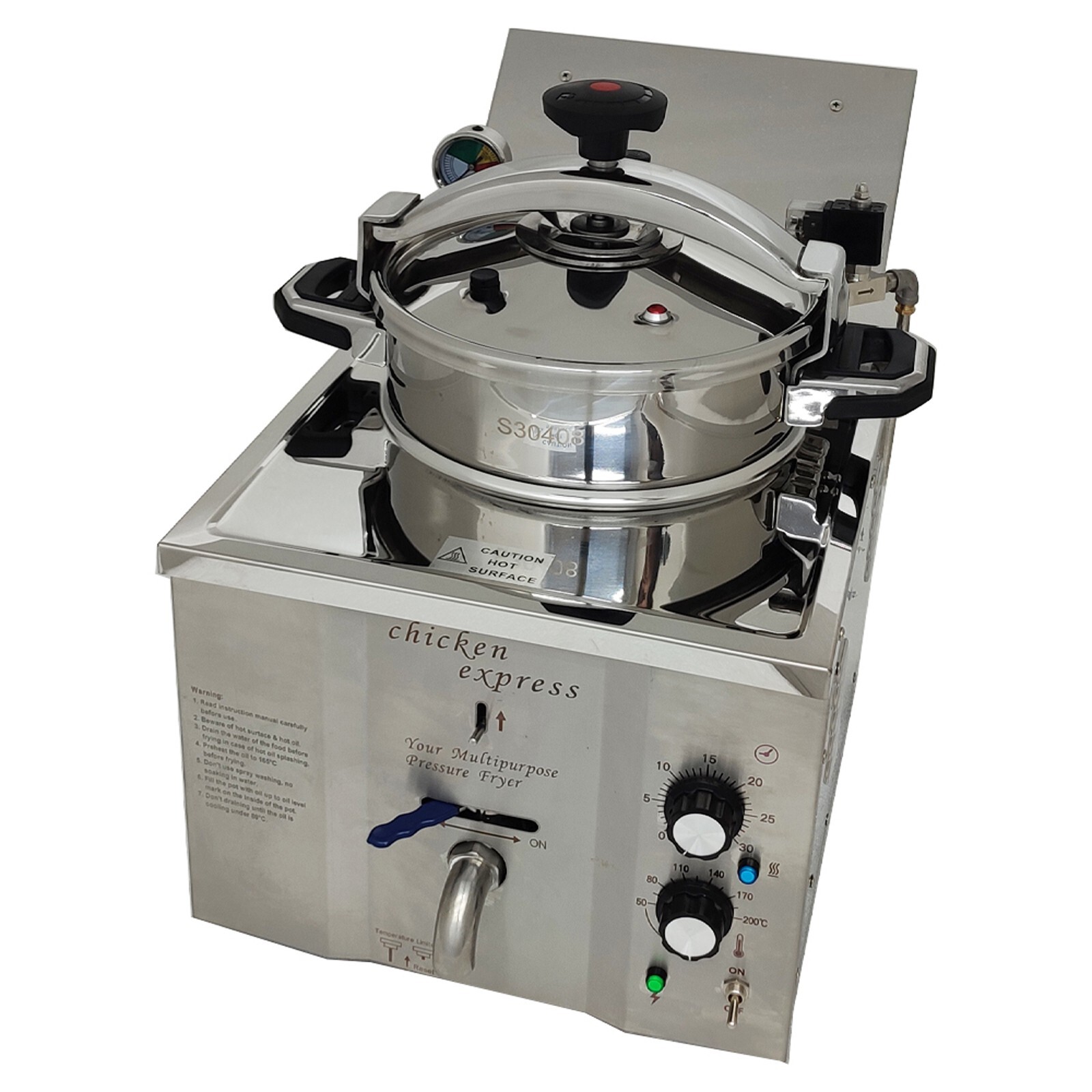 110V Countertop 16L Electric Chicken Stove Multi-purpose Pressure Fryer 25A