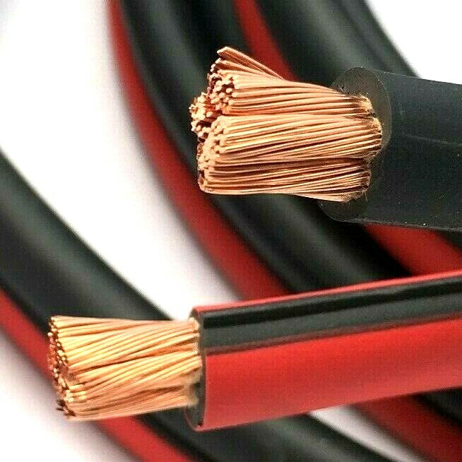 Battery Booster Jumper Cable Twin Wires Flexible Pure Copper 2 Gauge AWG Size