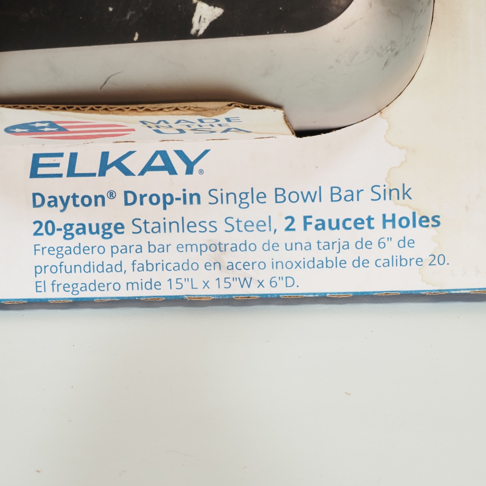 Elkay Dayton Stainless Steel 15″ x 15″ x 6″ Drop-in Bar Sink LWSB15156N 4351168