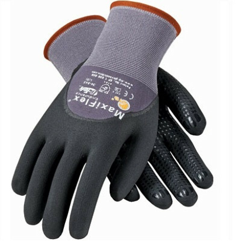 6- PIP 34-845 MaxiFlex Coated Dotted Palms Nitrile Grip PROTECTIVE WORK GLOVES