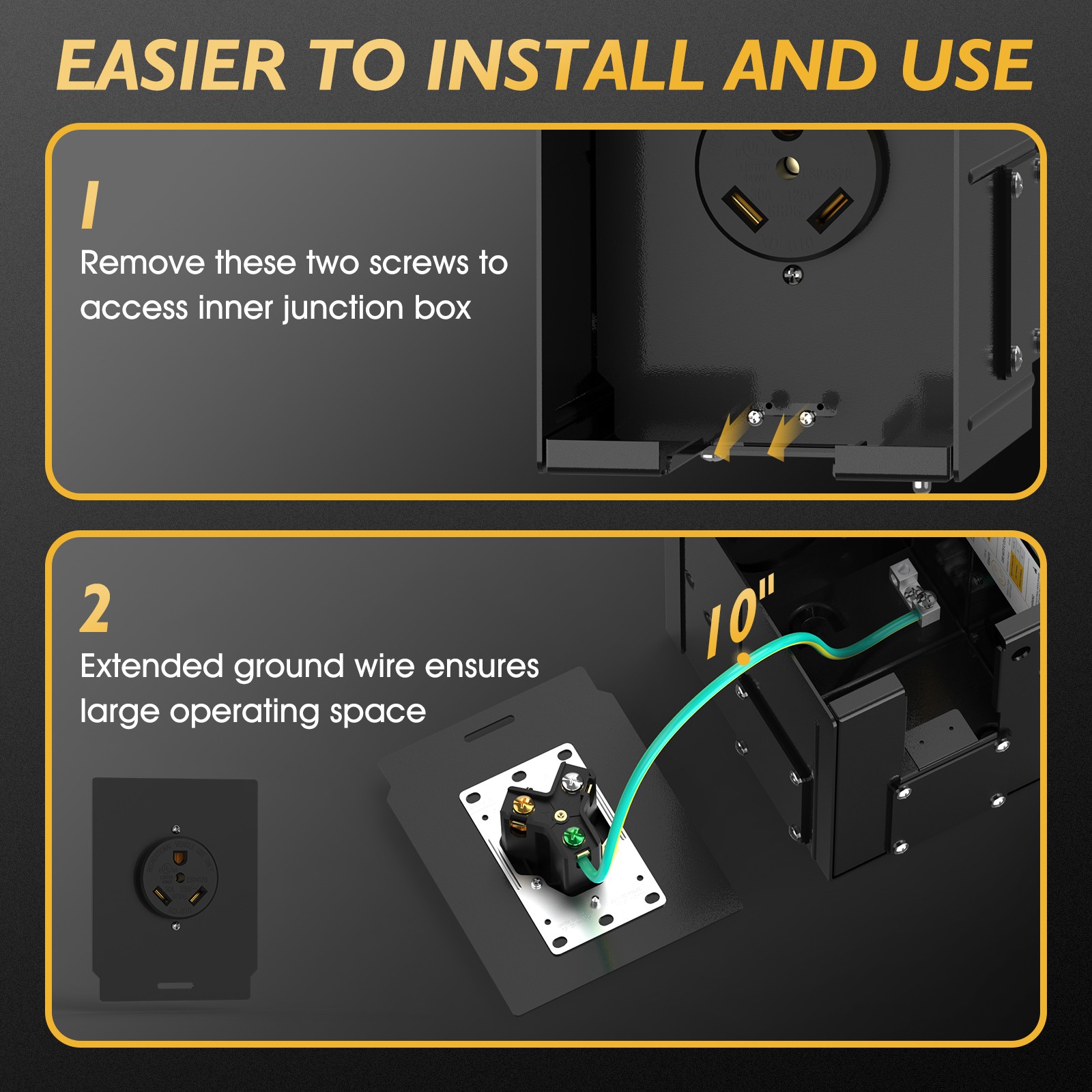 TOOLIOM 30A RV/EV Outlet Box NEMA TT-30R Lockable Weatherproof for Camper
