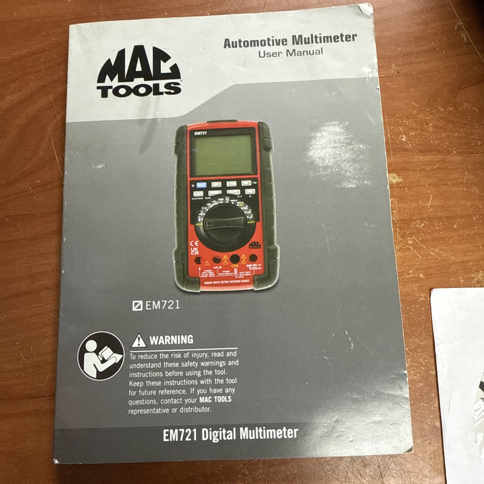 Mac Tools EM721 Digital Multimeter W/Original Case, Leads-AC/DC Prop