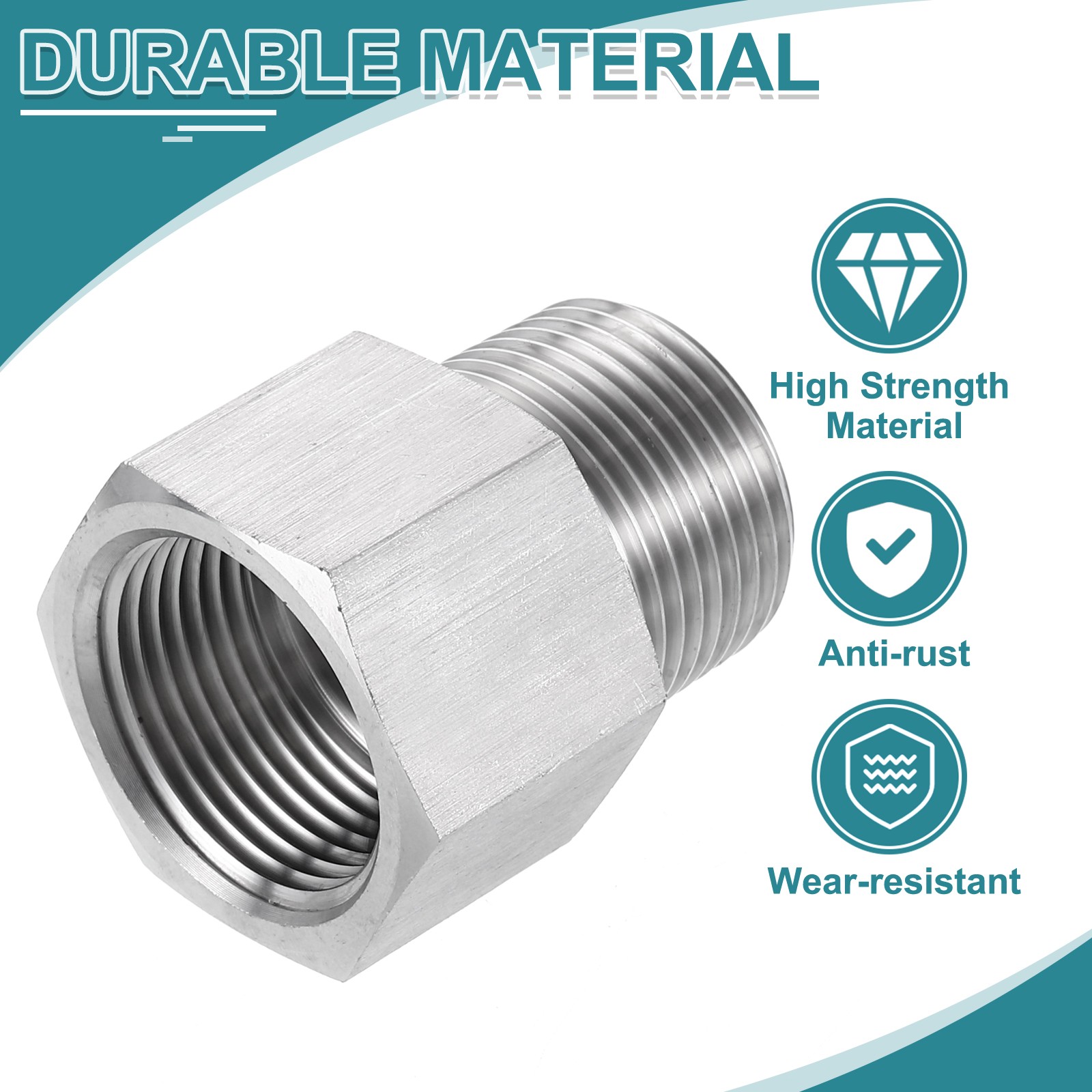 Pipe Fitting Reducing Adapter ZG3/4″ x G3/4″ Reducer Connector Silver