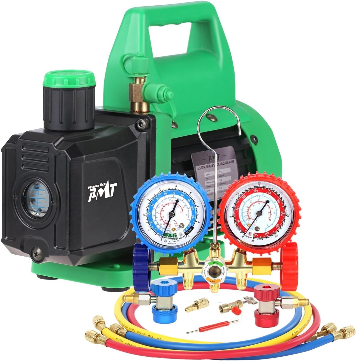 Professional Vacuum Pump & Gauge Set for R134A, R12, R22, R502 – Refrigerant …