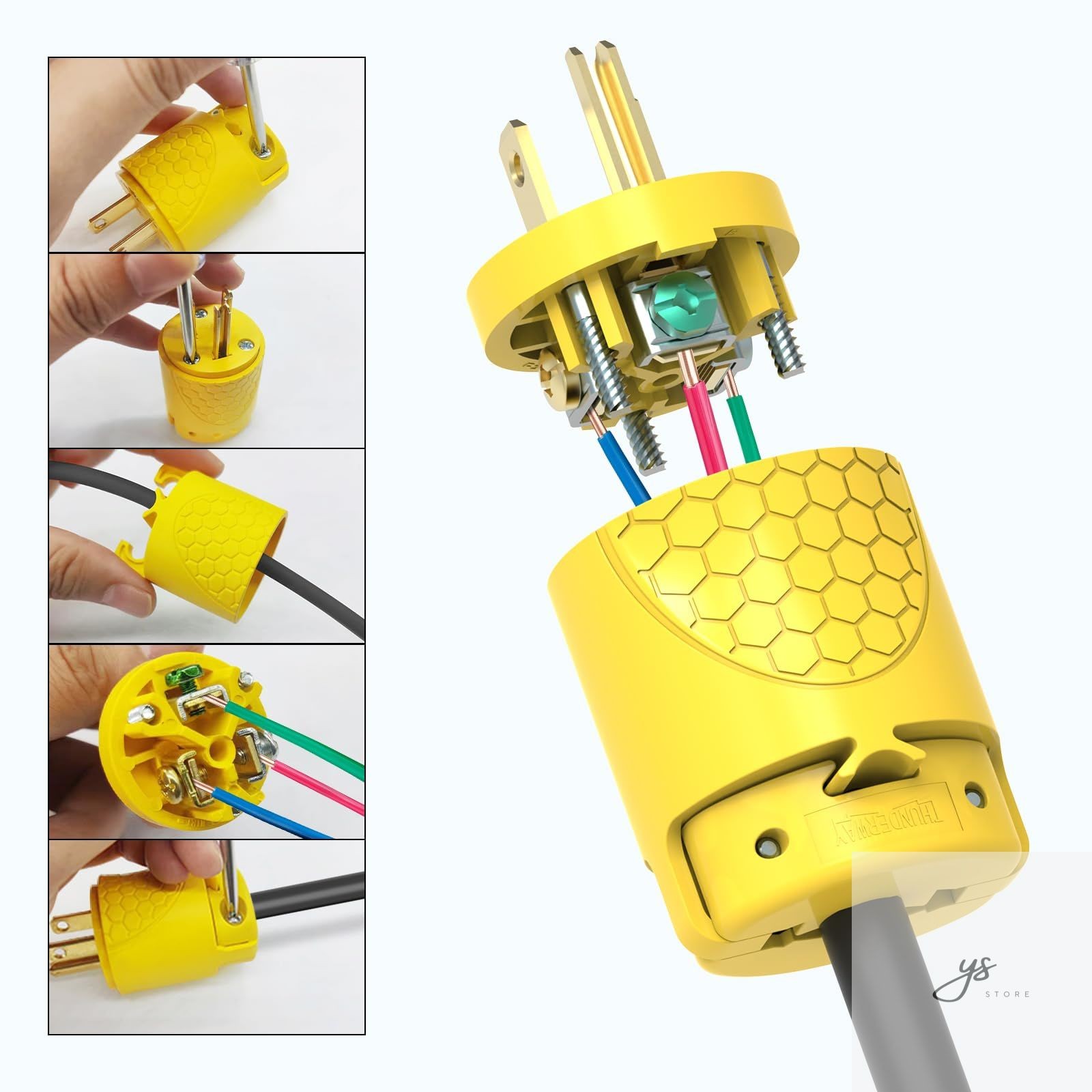 Electrical Replacement Plug & Connector Set, Extension Cord Ends Male and Female