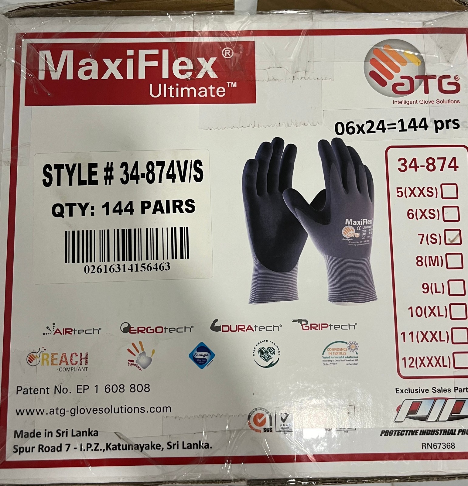34-844 MaxiFlex Nitrile Grip Foam Dotted Palm Coated PROTECTIVE WORK GLOVES SMAL
