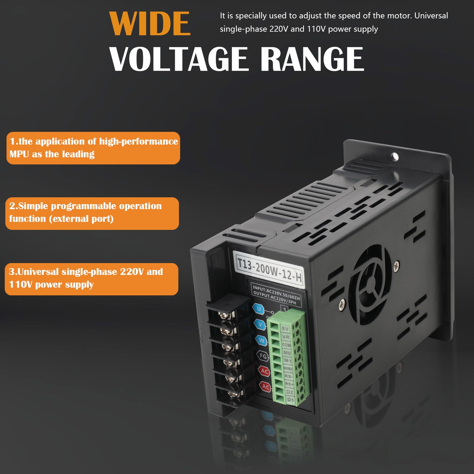 Single To 3 Phase 750W 1HP 110/220V Variable Frequency Drive Inverter VFD VSD