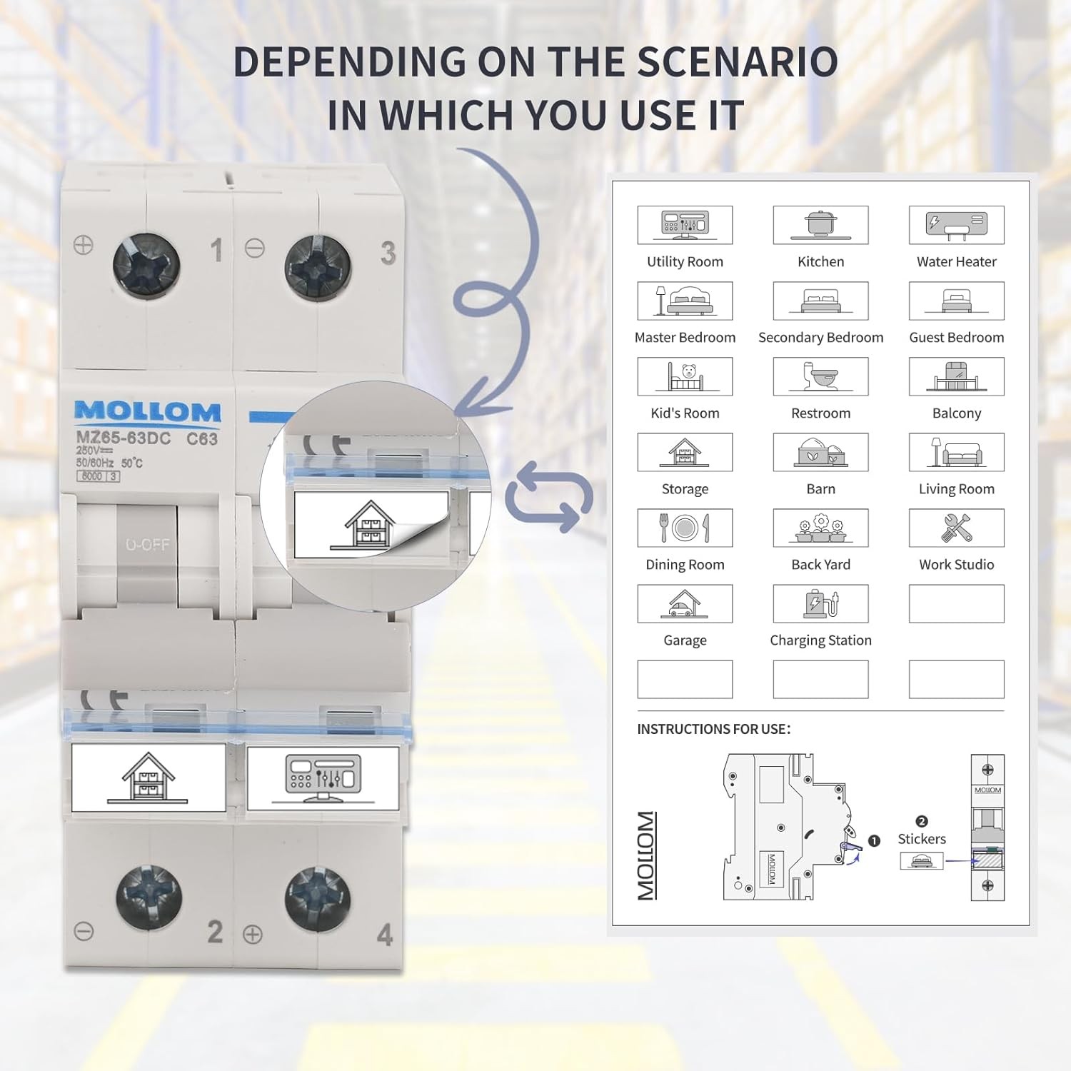 Solar Panel Disconnect Switch 1000V 30A IP65 DC Breaker Box 2P PV Circuit