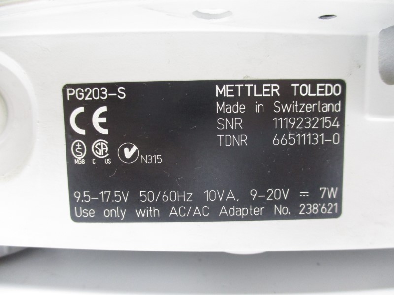 METTLER TOLEDO PG203-S 9-20V UNMP