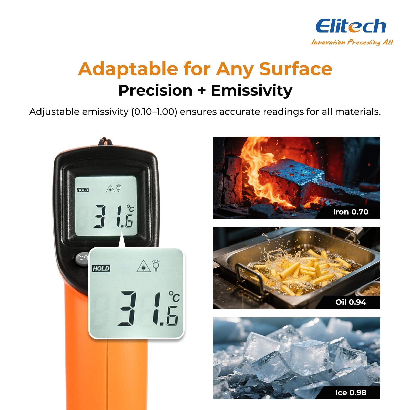 Infrared Thermometer Laser Temperature Gun Non Contact Digital 530C 986F HVAC