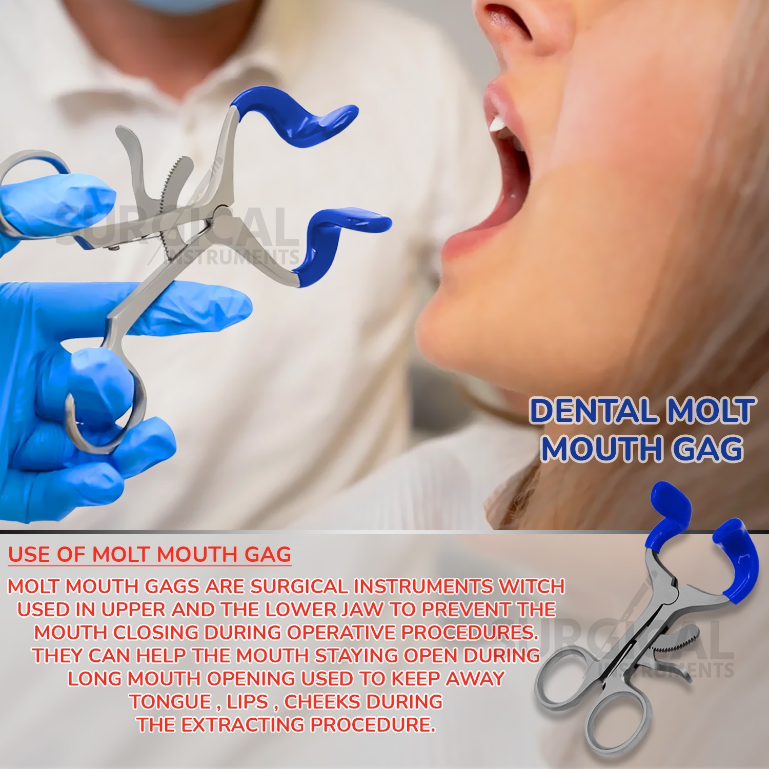 Molt Mouth Gag 5.5″ for Anesthesia Dental, ENT Oral & Maxillofacial German Grade