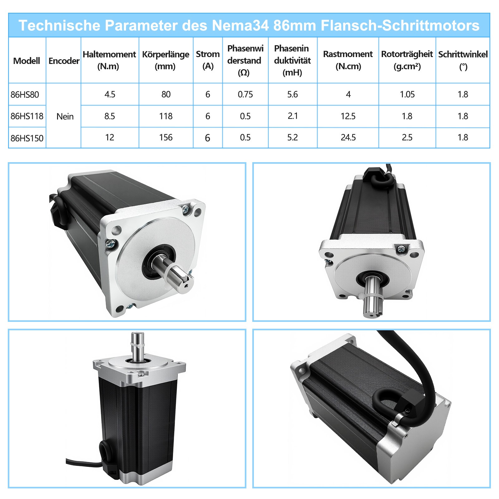 1/3/5Axis Nema34 Stepper MotorΦ14m 4.5/8.5/12Nm &Driver&60V Power Supply CNC Kit