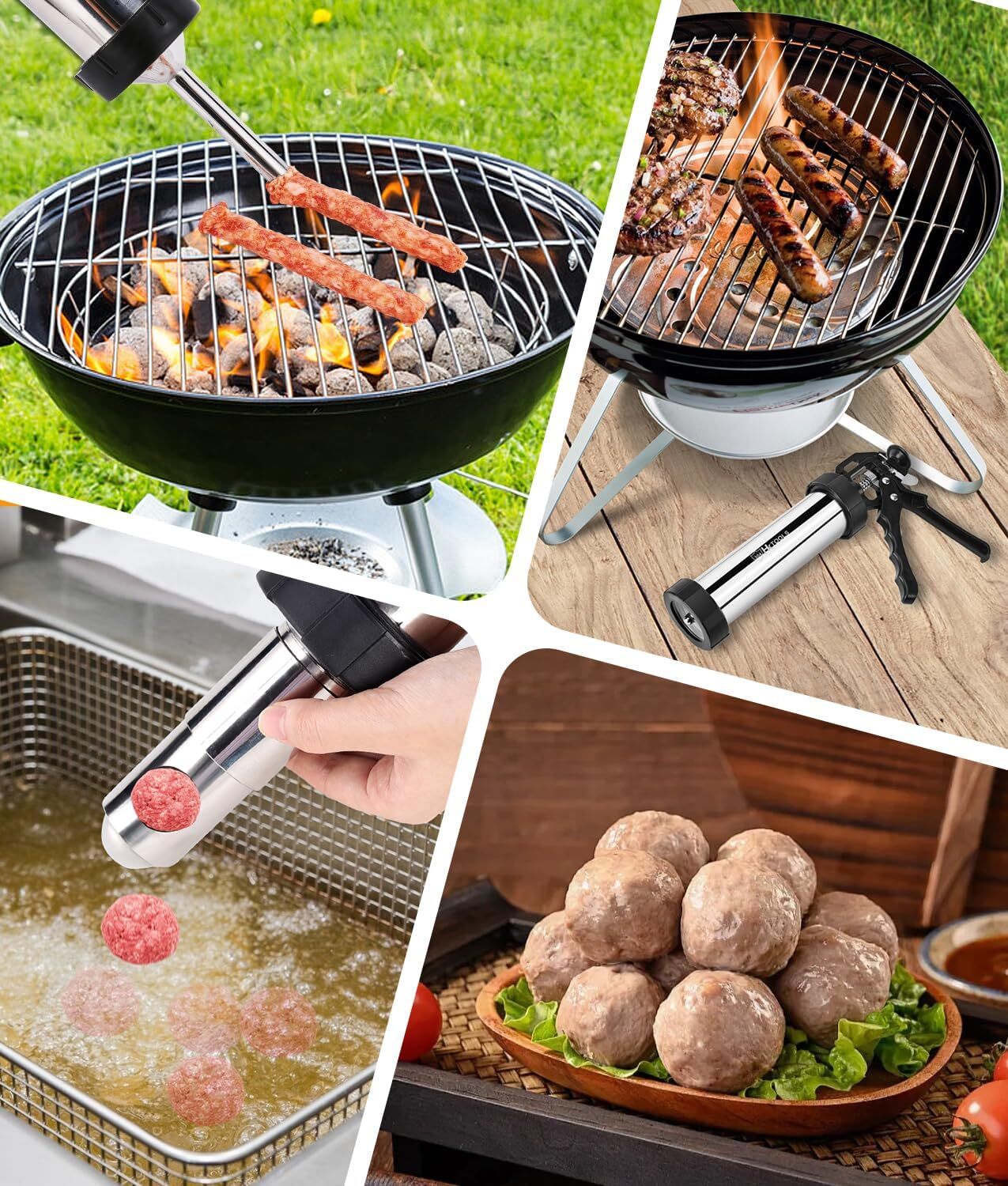 Meatball Maker Jerky Gun Kits 2.5 LB Stainless Steel Sausage Stuffer Waterproof