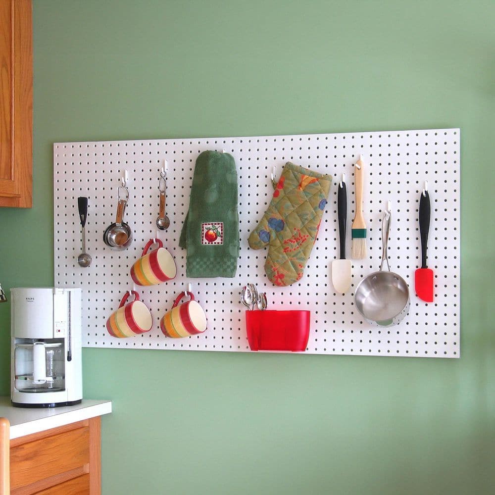 White Perforated Pegboard Panel Wall Organizer Display Board 48″ H x 24″ W Sheet