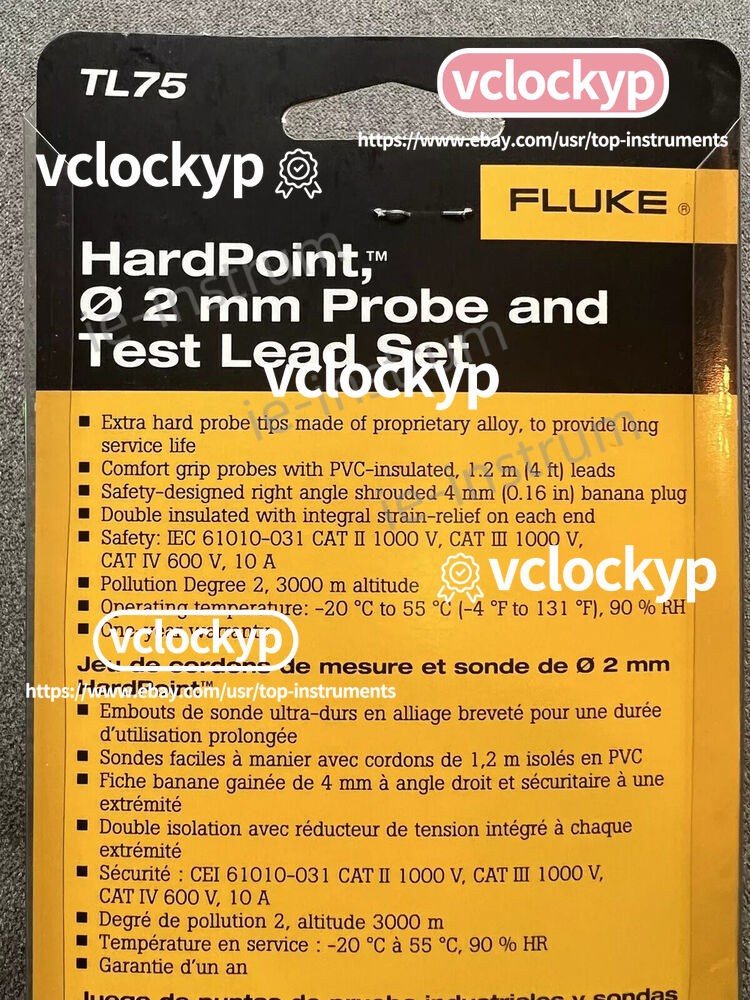 Genuine Fluke TL75 Hard Point 2mm Probe & Test Lead Set Don’t Be Fooled
