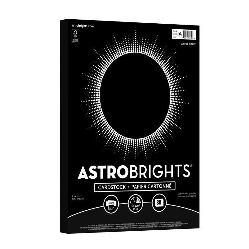 Black Cardstock 65 lb Heavyweight Acid Free 80 Sheets Multi Purpose Paper New