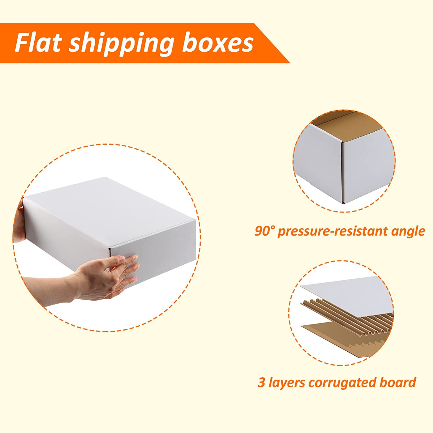 Shipping Boxes Sizes Inches Set 20,25,50 White Corrugated Cardboard Box Light