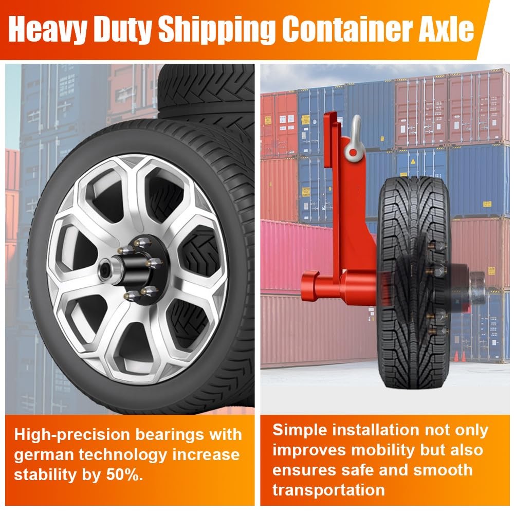 2-Pack 8800lbs Shipping Container Wheels，6×5.5 Lug，Heavy-Duty Container Axles