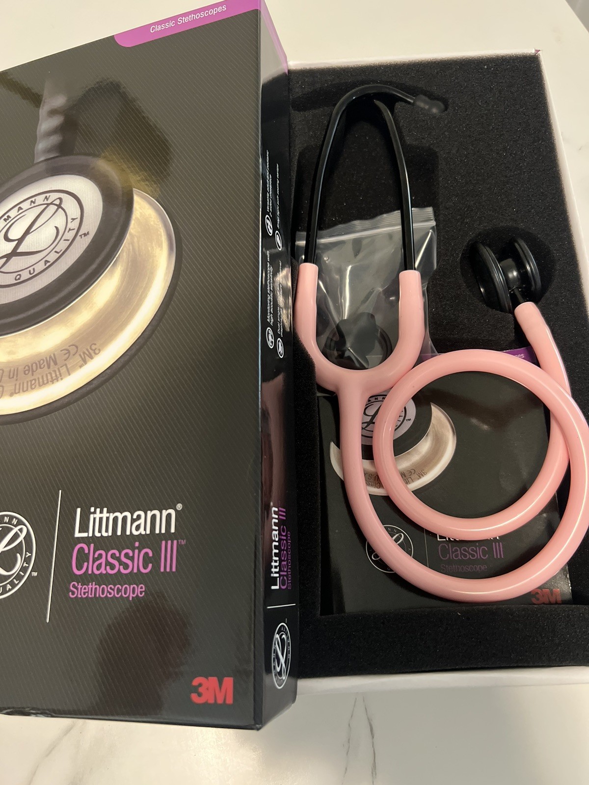 Cardiology Classic III Pink Pearl Pink Black ChestPiece Monitoring Stethoscope