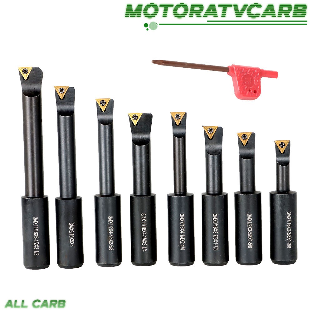 ALL-CARB 8Pcs 3/4″ Shank Indexable Boring Bars 90 Degree Round Shank Boring Bars