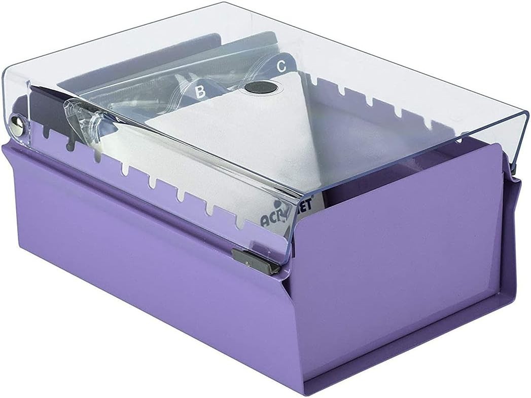 Heavy Duty 3×5 Card File Box Organizer + AZ Index – Purple