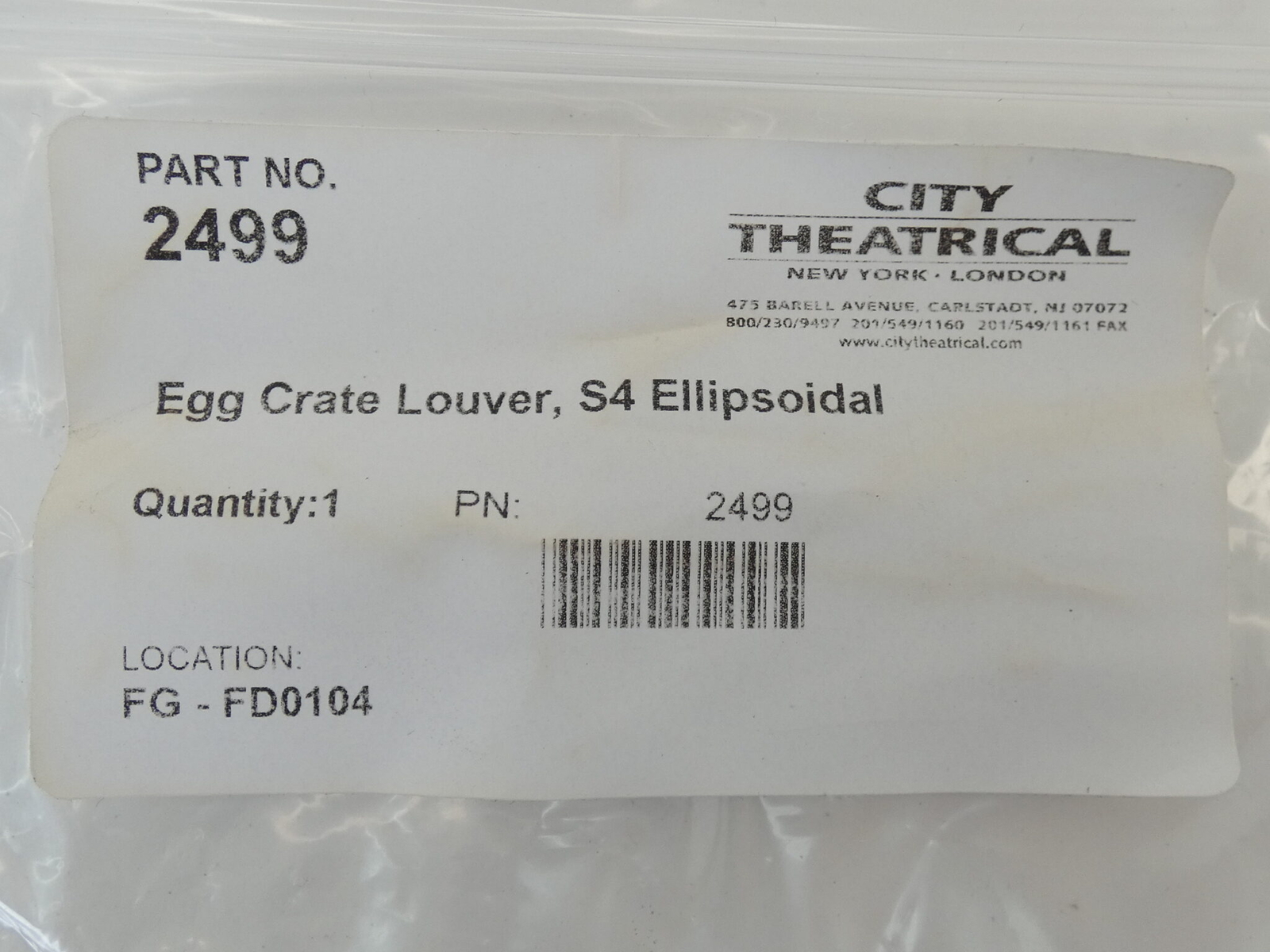 City Theatrical 2499 Egg Crate Louver, S4 Ellipsoidal – NEW Surplus!