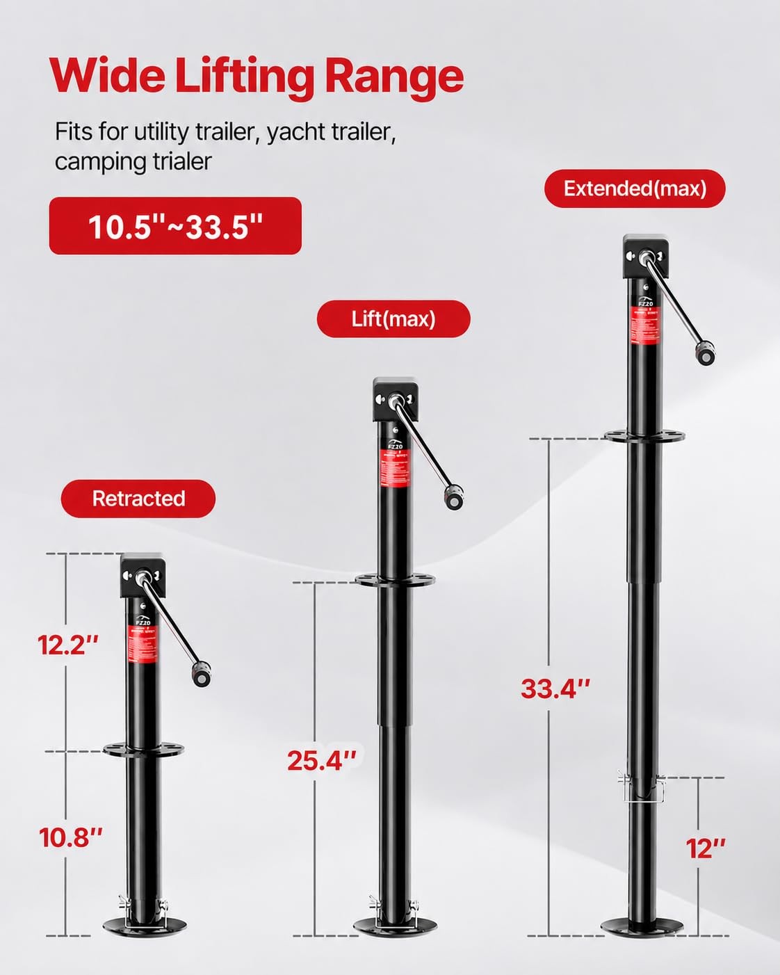 FZZD 5000 lbs 5.3 inches (W) x (L) x 23.2 (H), Black