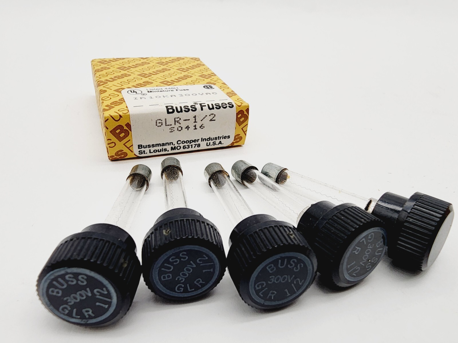 Bussmann GLR-1/2 Fast Acting Non-Rejecting Miniature Fuse 1/2A 300V – Lot of 5