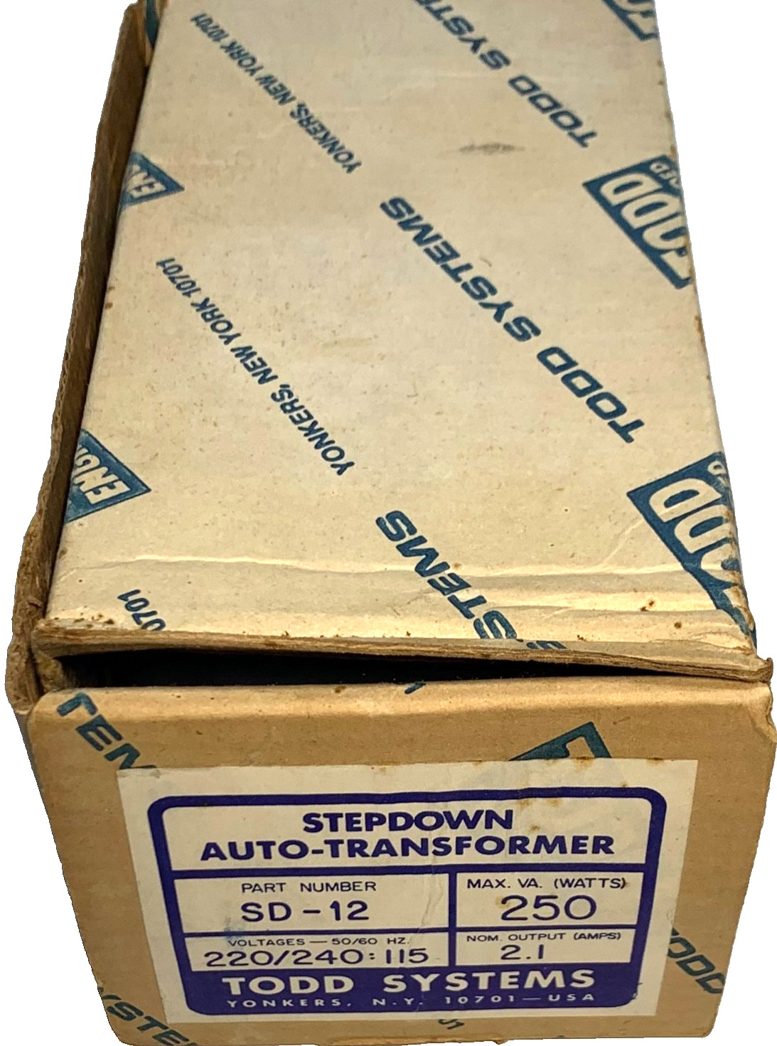 TODD SYSTEMS (SD-12A) StepDown Auto-Transformer 230V To 115V 250W, New FREE S&H