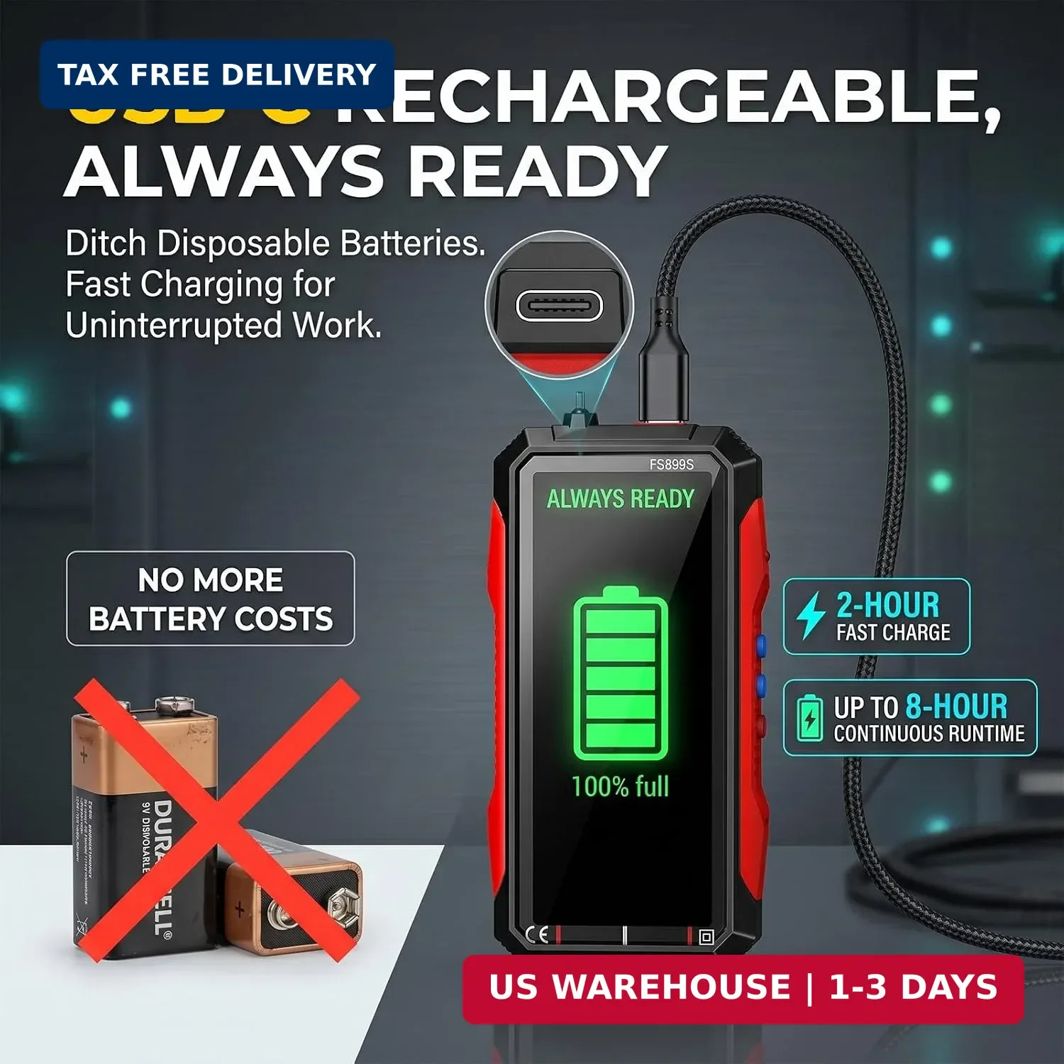 FS899L Digital Multimeter True RMS 6000 Counts USB-C Rechargeable NCV Tester