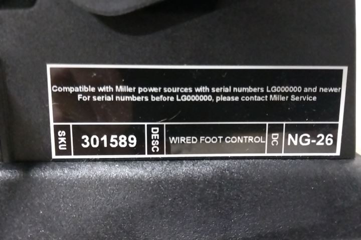 Miller Electric 301589 20 Ft Cable Length Heavy Duty Foot Control