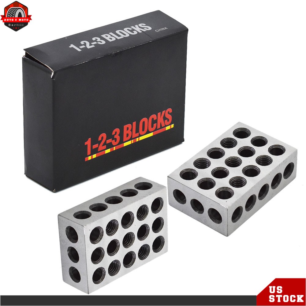 1-2-3 Blocks 23 Holes .0002″ Machinist 123 Jig 1 Matched Pair High Precision US