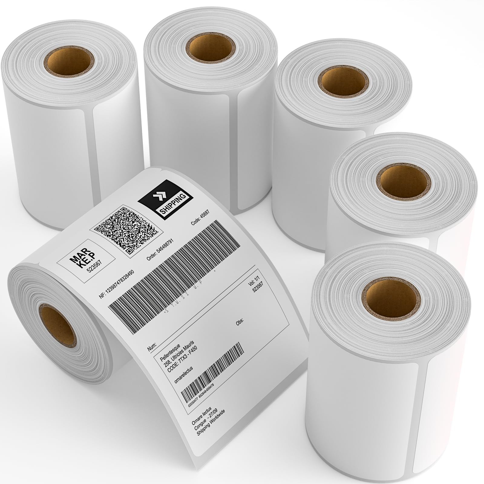 6 Rolls 4″ x 6″ Direct Thermal Printer Label, 250 Labels/Roll, Total 1500 The…