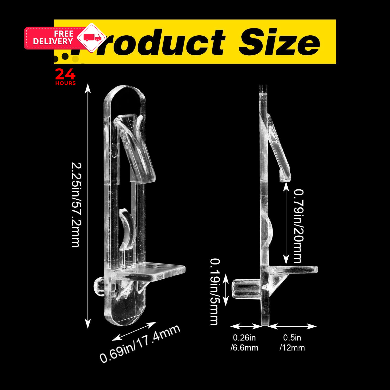30PCS Clear Plastic Locking Shelf Support Pegs, Self-Locking Transparent