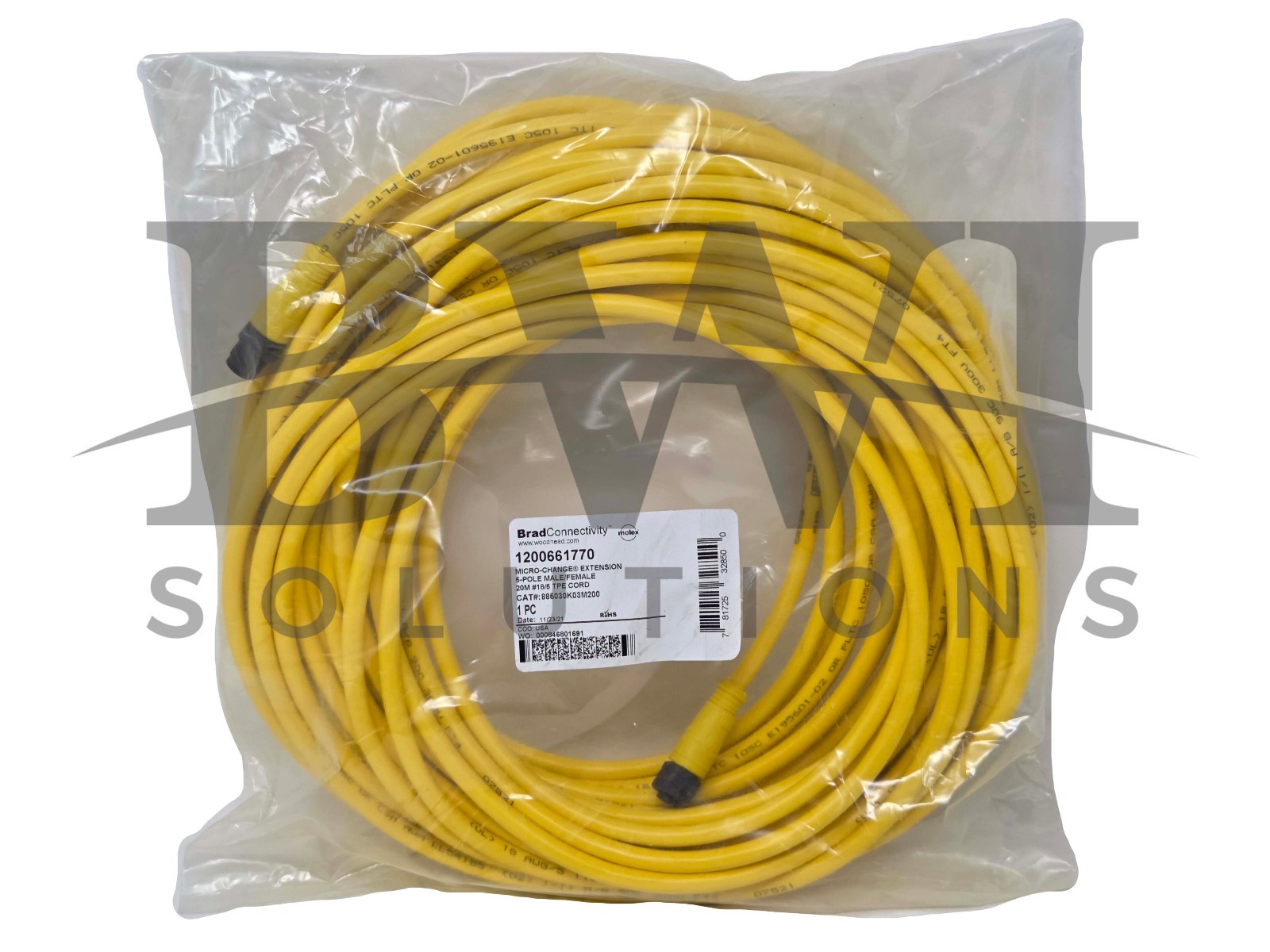 SEALED Brad Connectivity Molex 1200661770 MicroChange 5P Cordset 885030K03M200