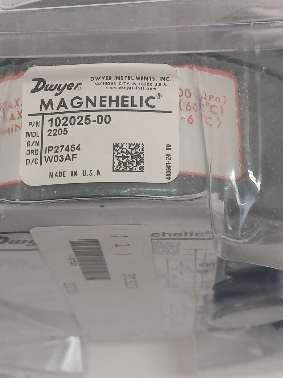 NEW!! DWYER MAGNEHELIC DIFFERENTIAL PRESSURE GAUGE, 0 TO 5 PSI, 2205
